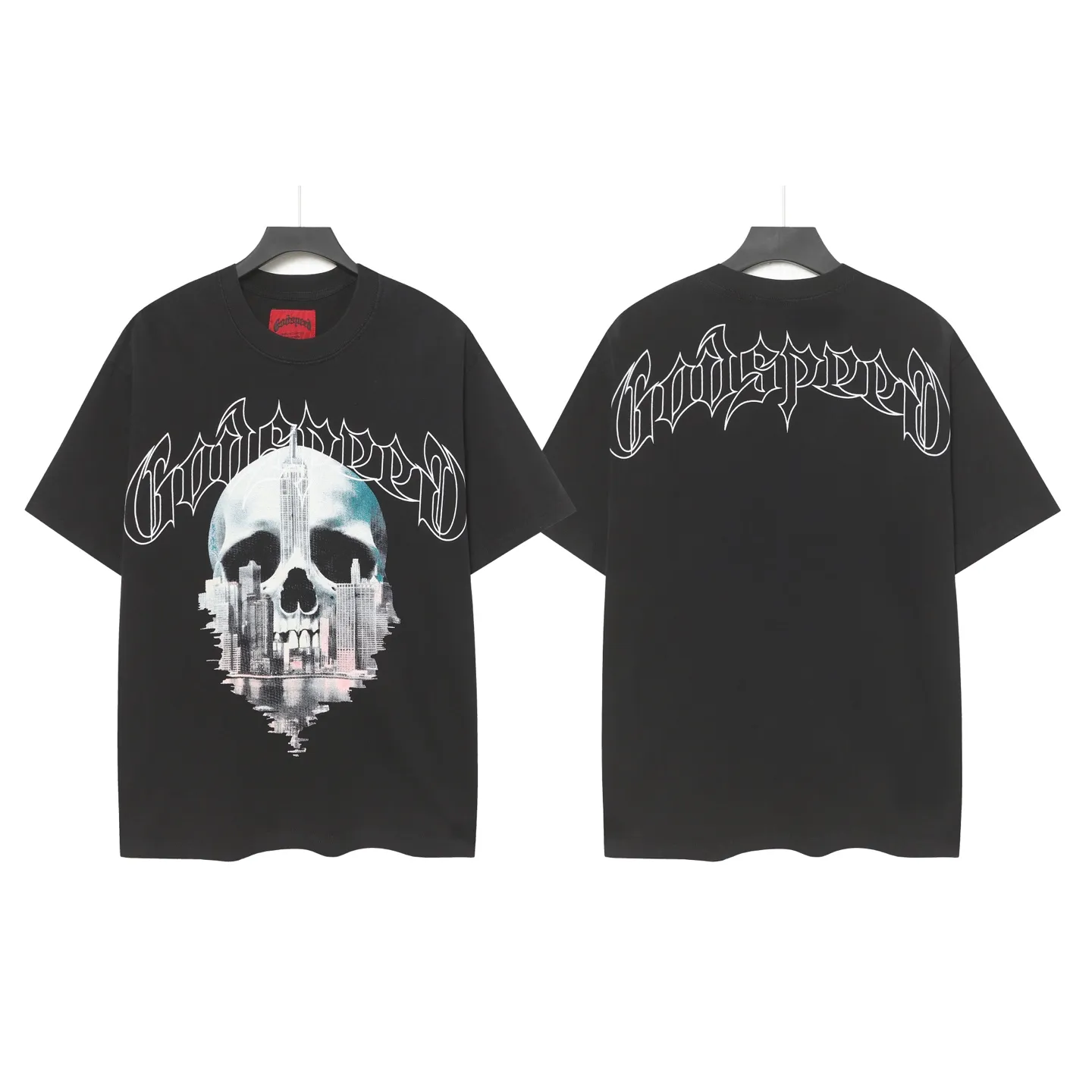 6087#washed black I P116 Godspeed cross-border American rock and roll street washed retro style short-sleeved T (craft printing) fabric (fabric): 32 count combed double yarn 250 grams weight code number (size): S-M-L-XL color (colour): washed black 👉 👉