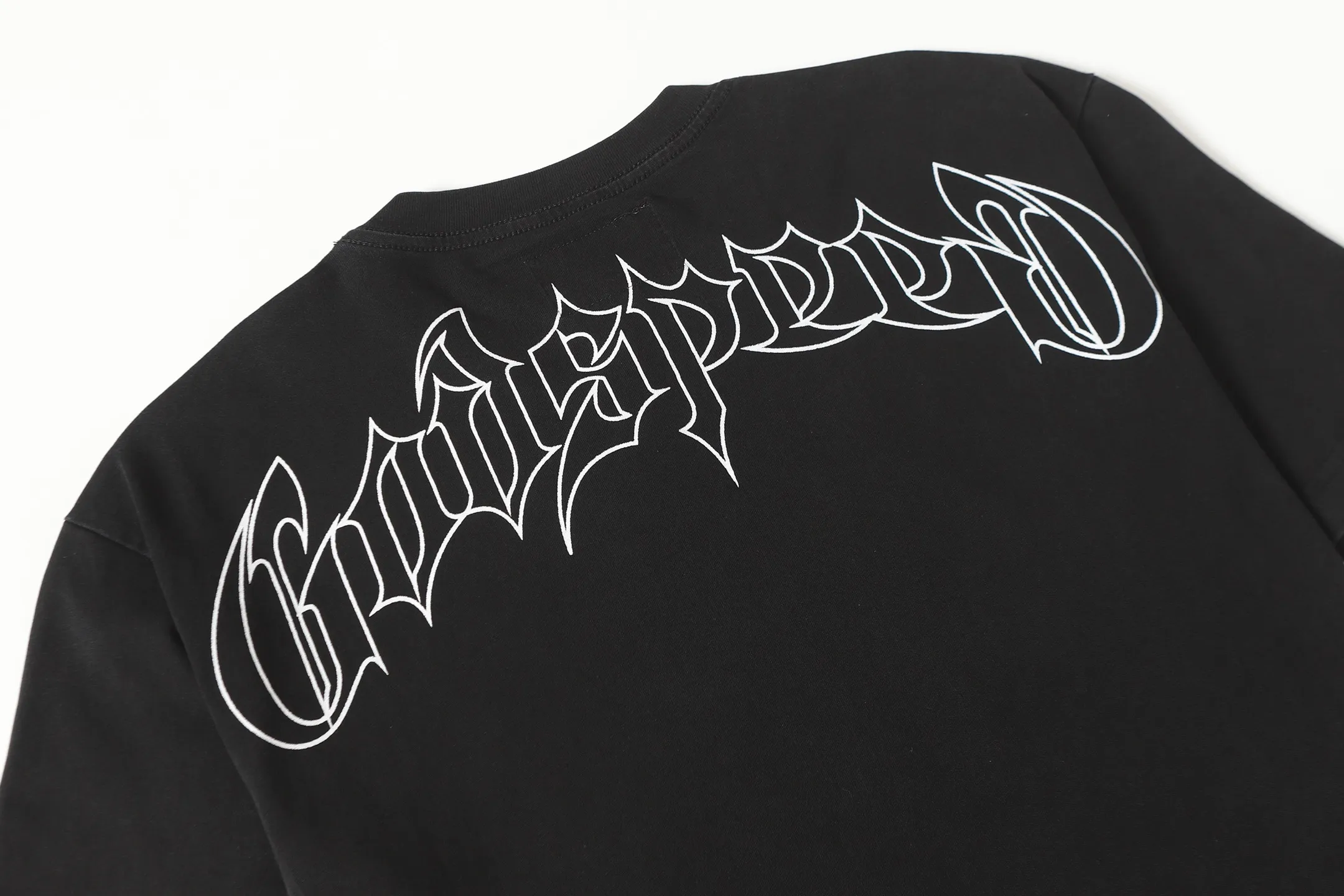 6087#washed black I P116 Godspeed cross-border American rock and roll street washed retro style short-sleeved T (craft printing) fabric (fabric): 32 count combed double yarn 250 grams weight code number (size): S-M-L-XL color (colour): washed black 👉 👉