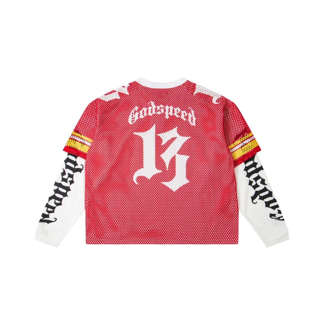 GW01# GodSpeed ​​mesh long-sleeved jersey size S-XL red white yellow P236