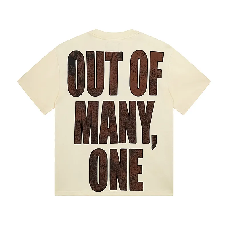 3130# P106 Real shot Godspeed American fashion rock street retro loose printed cotton short sleeves Fabric: 240g 32 count fine cotton double yarn pure cotton Color: apricot Size: S M L XL