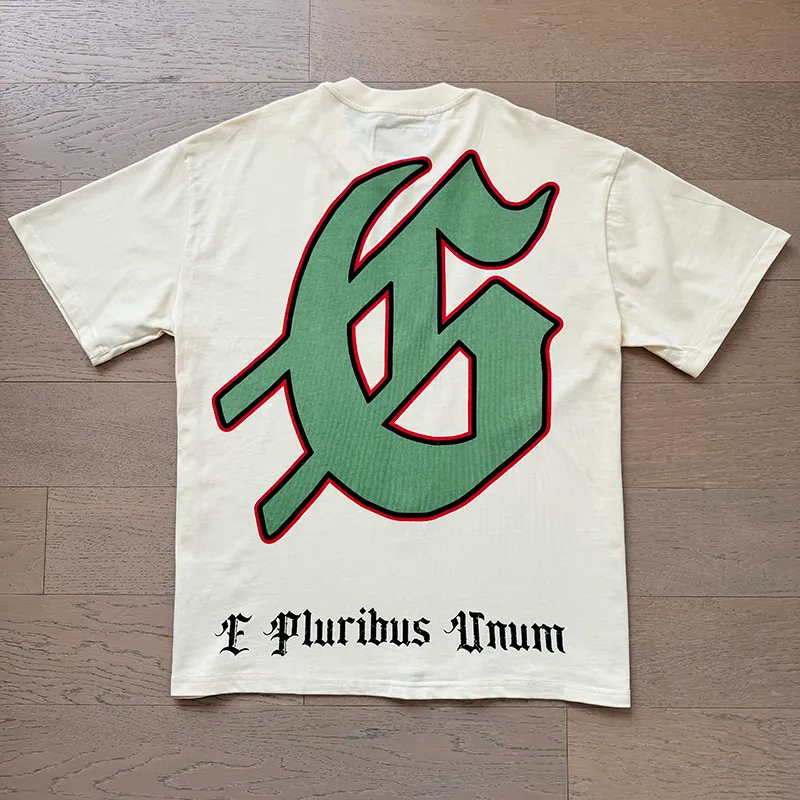 3108# P106 Real shot Godspeed American fashion rock street retro loose printed cotton short sleeves Fabric: 240g 32 count fine cotton double yarn pure cotton Color: apricot Size: S M L XL