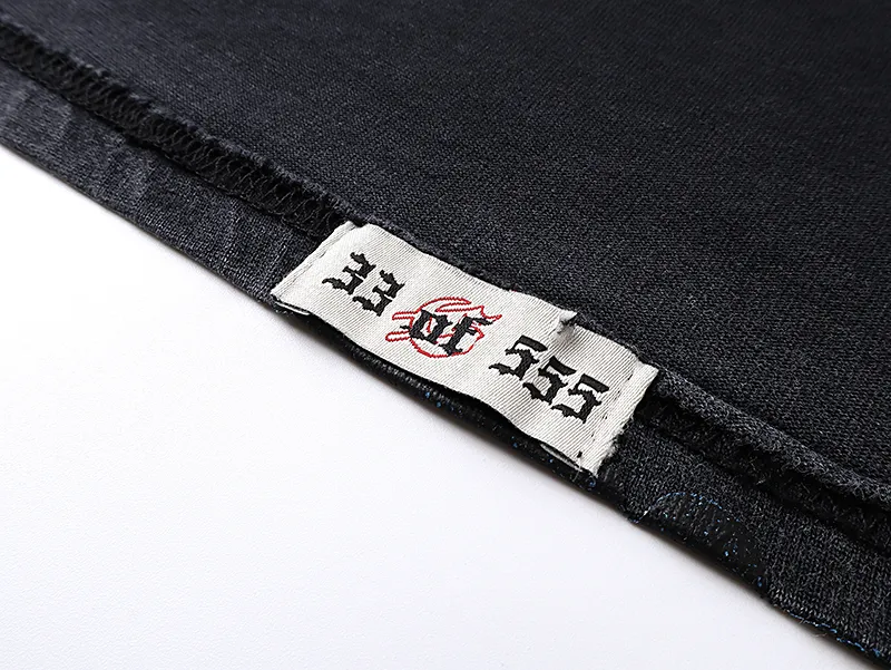1097# P160 Washed Black Real Shot Godspeed American Fashion Rock Street Retro Washed Distressed Printed Pure Cotton Short Sleeves Fabric: 270g 32 Count Fine Cotton Double Yarn Pure Cotton Color: Washed Black Size: S M L XL