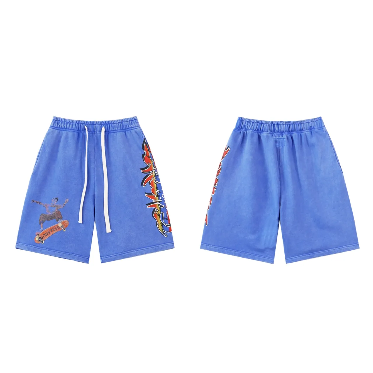 💰150 Style number: BR 8773 Fabric: 380g washed, real shot, beautiful and fashionable Godspeed printed high quality double yarn casual fashion brand washed distressed shorts Color; washed black, washed blue, code number: S M L XL