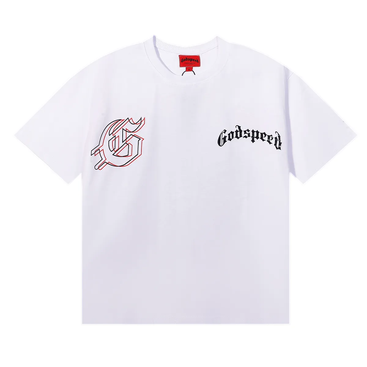 No. 7071, Mechao Godspeed double-sided skull face print high-quality double yarn pure cotton casual short-sleeved T-shirt batch 110 Color: black, white; Size: S M L XL