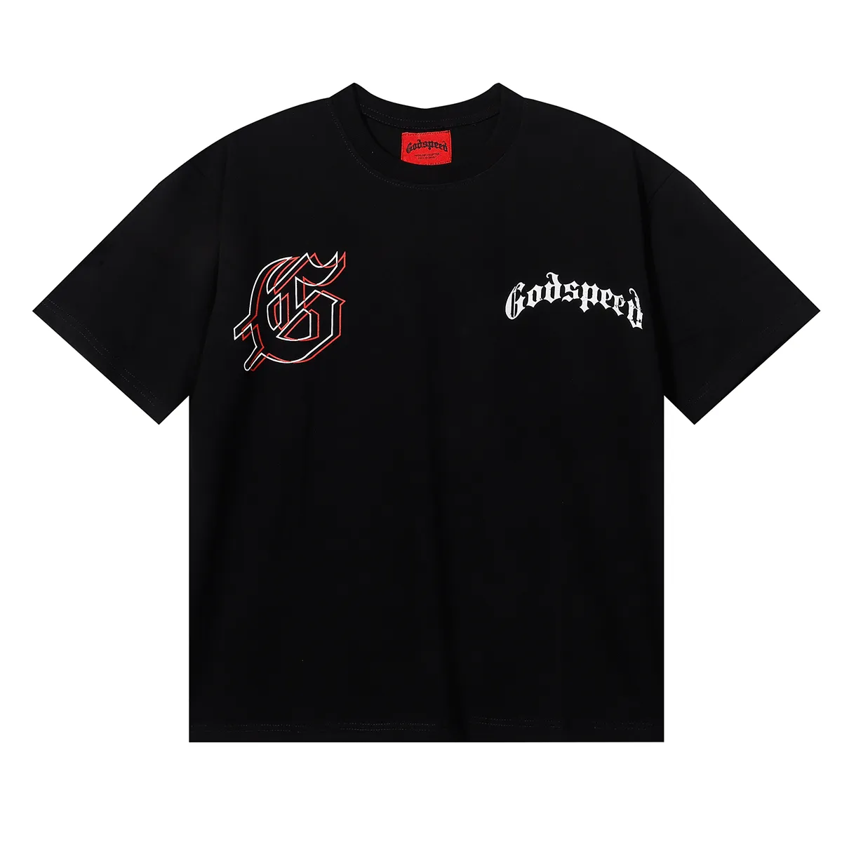 No. 7071, Mechao Godspeed double-sided skull face print high-quality double yarn pure cotton casual short-sleeved T-shirt batch 110 Color: black, white; Size: S M L XL