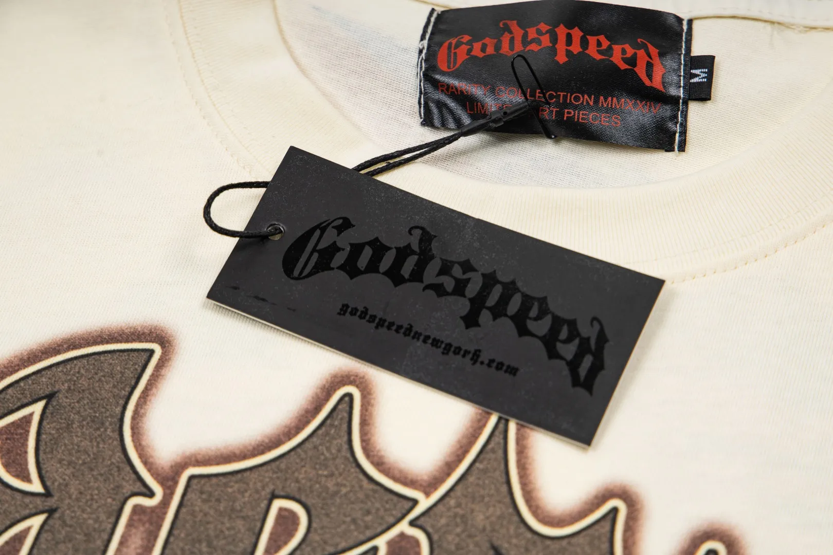 G75# GodSpeed ​​white ink direct spray short sleeve S-XL size apricot P110