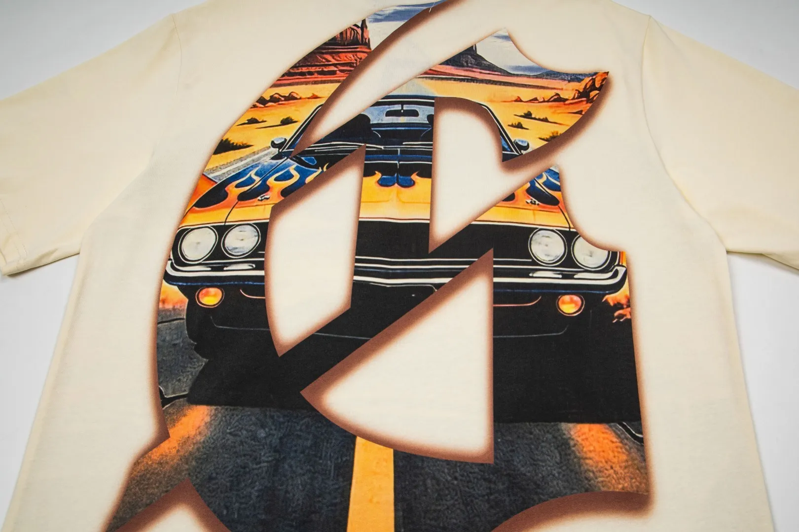 G75# GodSpeed ​​white ink direct spray short sleeve S-XL size apricot P110