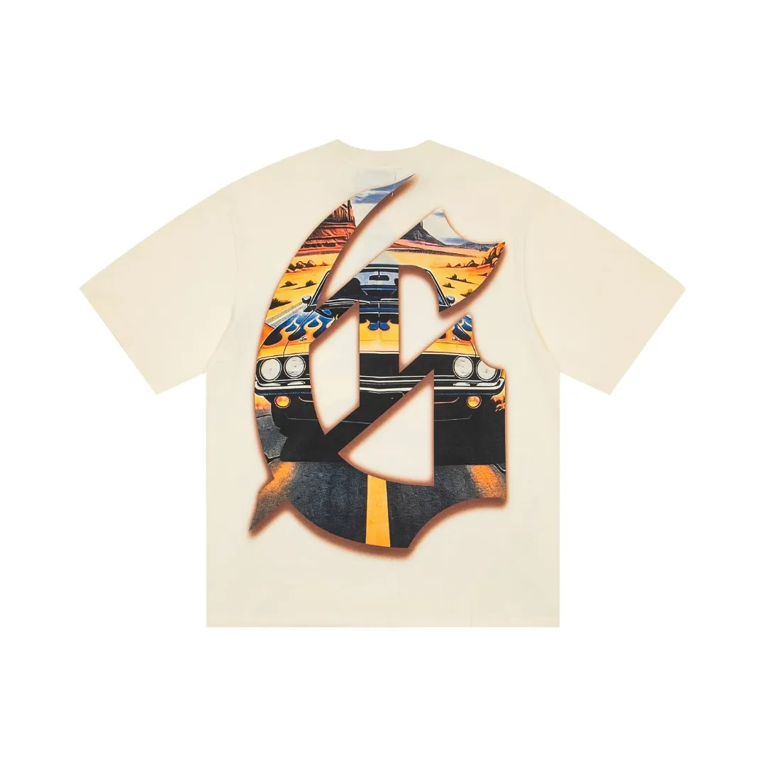 G75# GodSpeed ​​white ink direct spray short sleeve S-XL size apricot P110