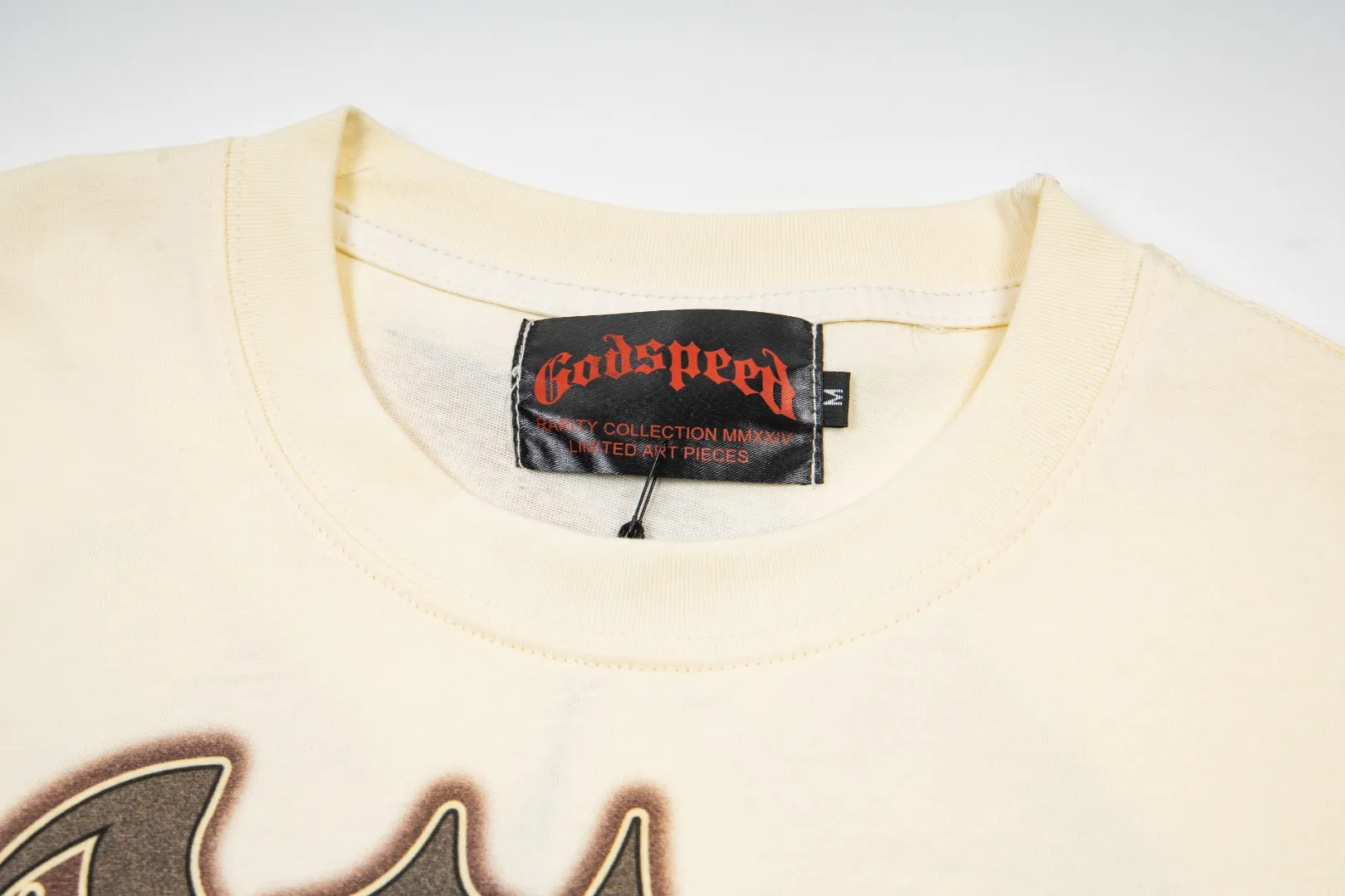 G75# GodSpeed ​​white ink direct spray short sleeve S-XL size apricot P110