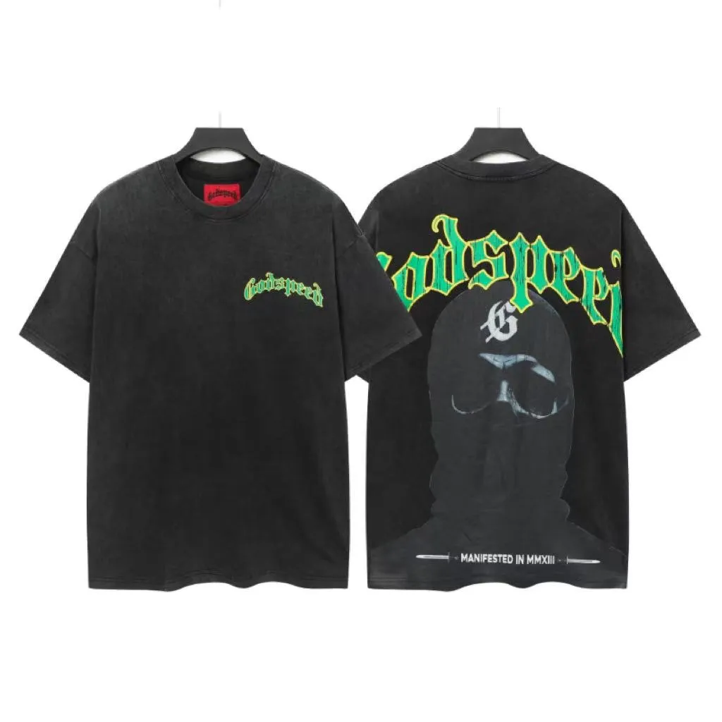 6050#washed black｜P116 Godspeed cross-border American rock and roll street washed retro style short-sleeved T (craft printing) fabric (fabric): 32 count combed double yarn 250g weight size (size): S-M-L-XL color (colour): washed black 👉