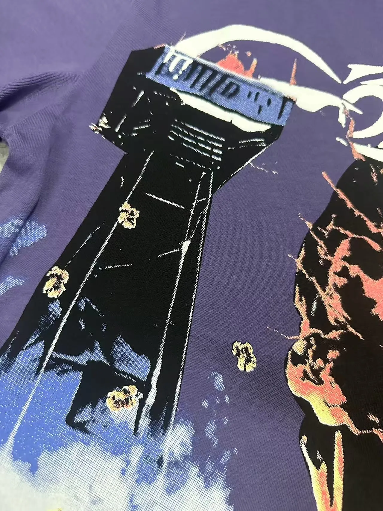 52💰5091#vine purple Godspeed cross-border American rock and roll street wash retro style short-sleeved T (craft printing) fabric (fabric) 32 combed double yarns 240 grams weight code number (size): S-M-L-XL color (colour): vine purple