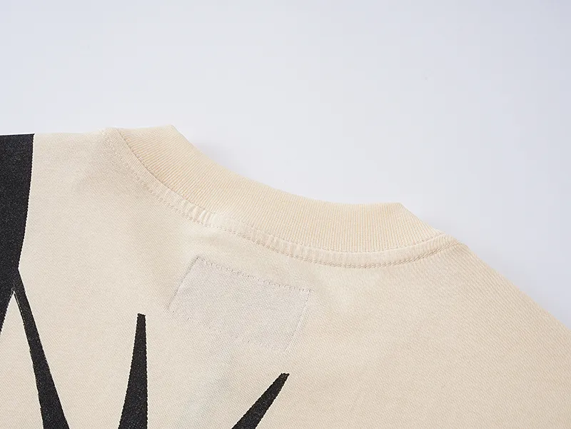 3061# P110 Real shot Godspeed American fashion rock street retro loose printed cotton short sleeves Fabric: 240g 32 count fine cotton double yarn pure cotton Color: apricot Size: S M L XL