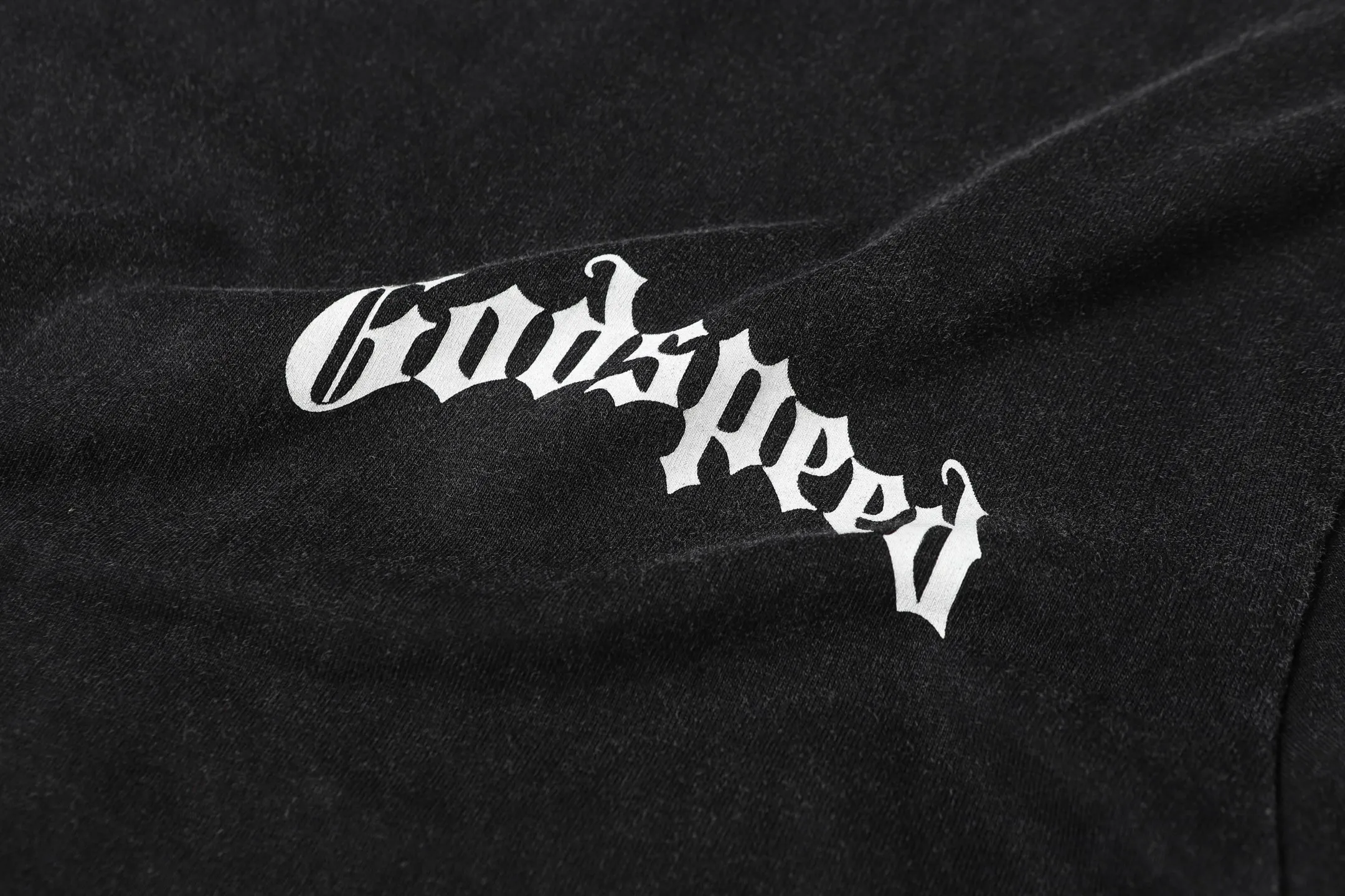 6053#washed black｜P116 Godspeed cross-border American rock and roll street washed retro style short-sleeved T (craft printing) fabric (fabric): 32 count combed double yarn 250g weight code number (size): S-M-L-XL color (colour): washed black
