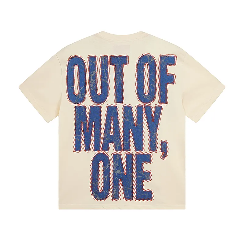 3003# P110 Real shot Godspeed American fashion rock street retro loose printed cotton short sleeves Fabric: 240g 32 count fine cotton double yarn pure cotton Color: off-white apricot Size: S M L XL
