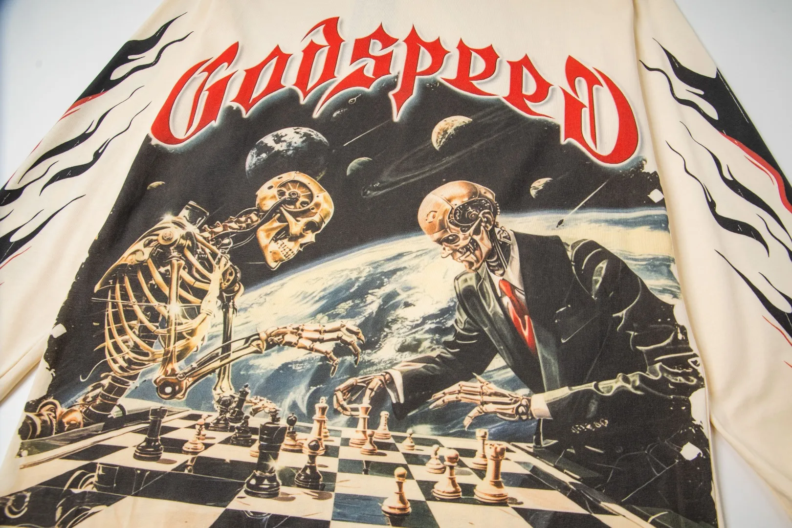 G48# GodSpeed ​​white ink direct spray washed long sleeve S-XL size black (washed) P156 apricot P146