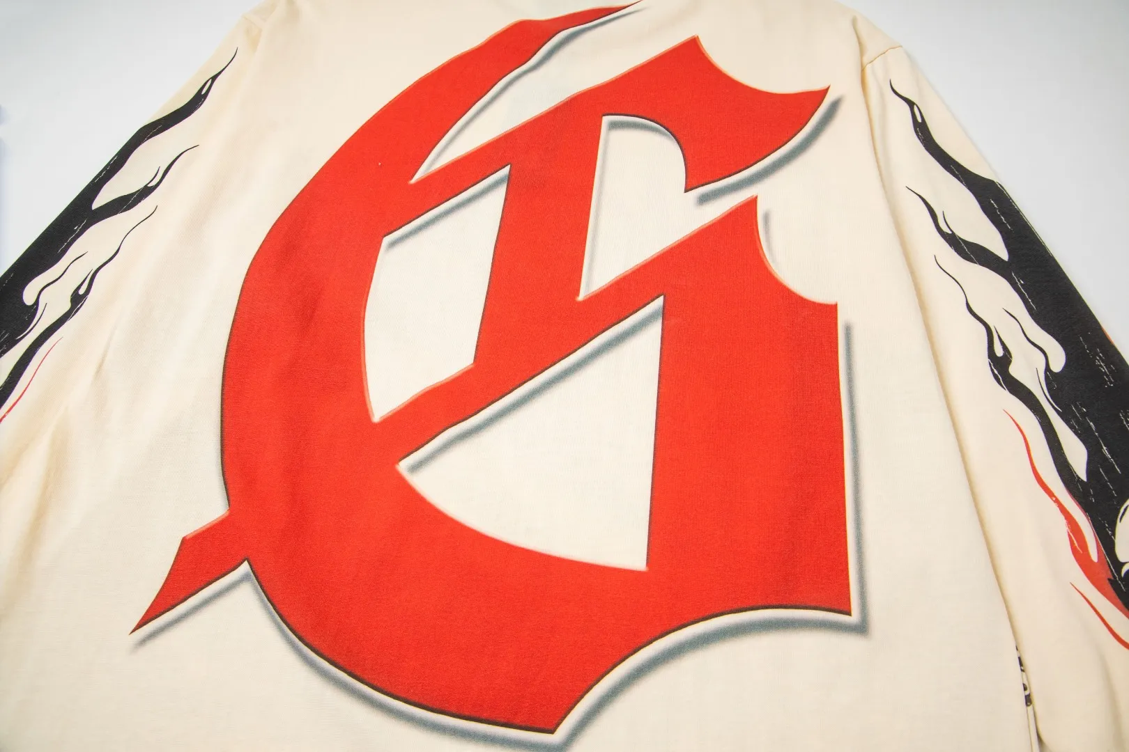 G48# GodSpeed ​​white ink direct spray washed long sleeve S-XL size black (washed) P156 apricot P146