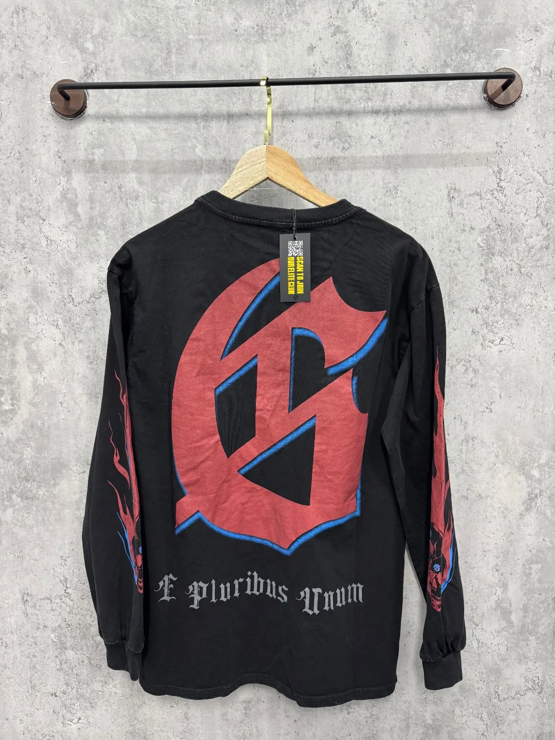 G48# GodSpeed ​​white ink direct spray washed long sleeve S-XL size black (washed) P156 apricot P146