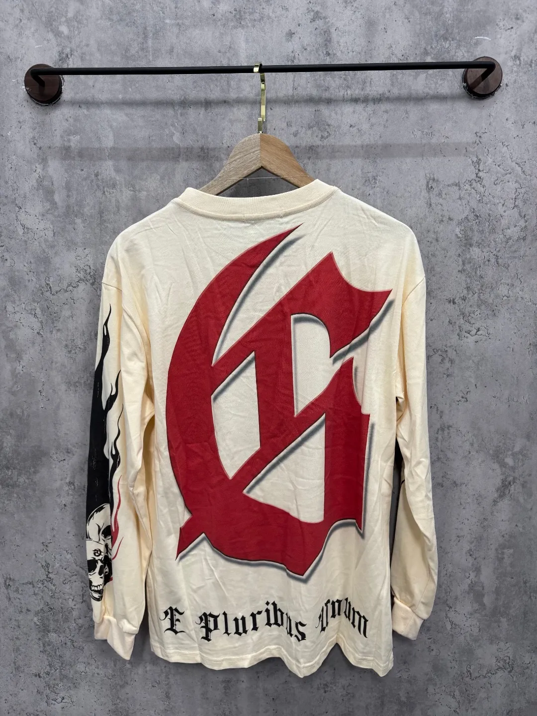 G48# GodSpeed ​​white ink direct spray washed long sleeve S-XL size black (washed) P156 apricot P146