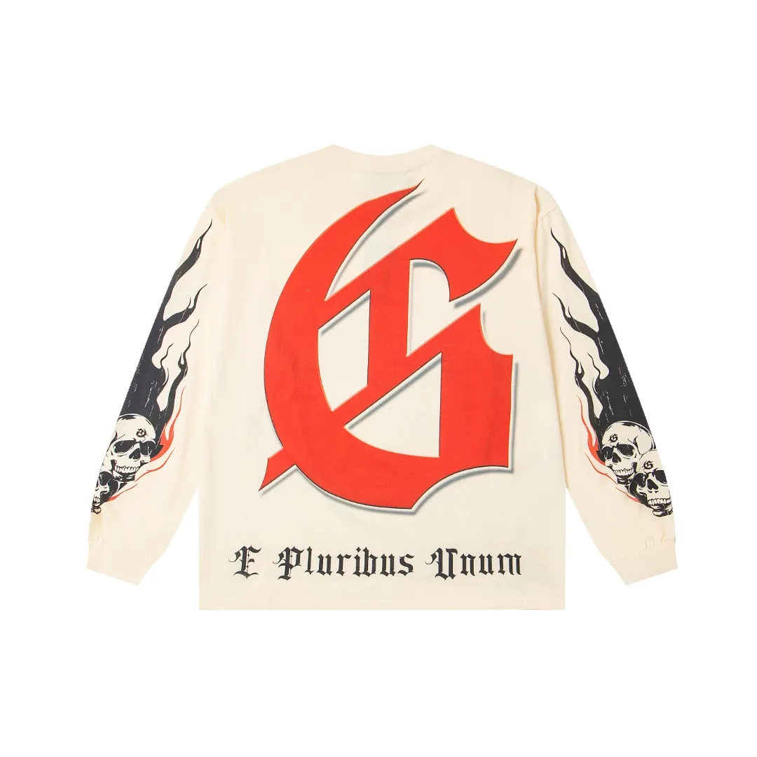 G48# GodSpeed ​​white ink direct spray washed long sleeve S-XL size black (washed) P156 apricot P146