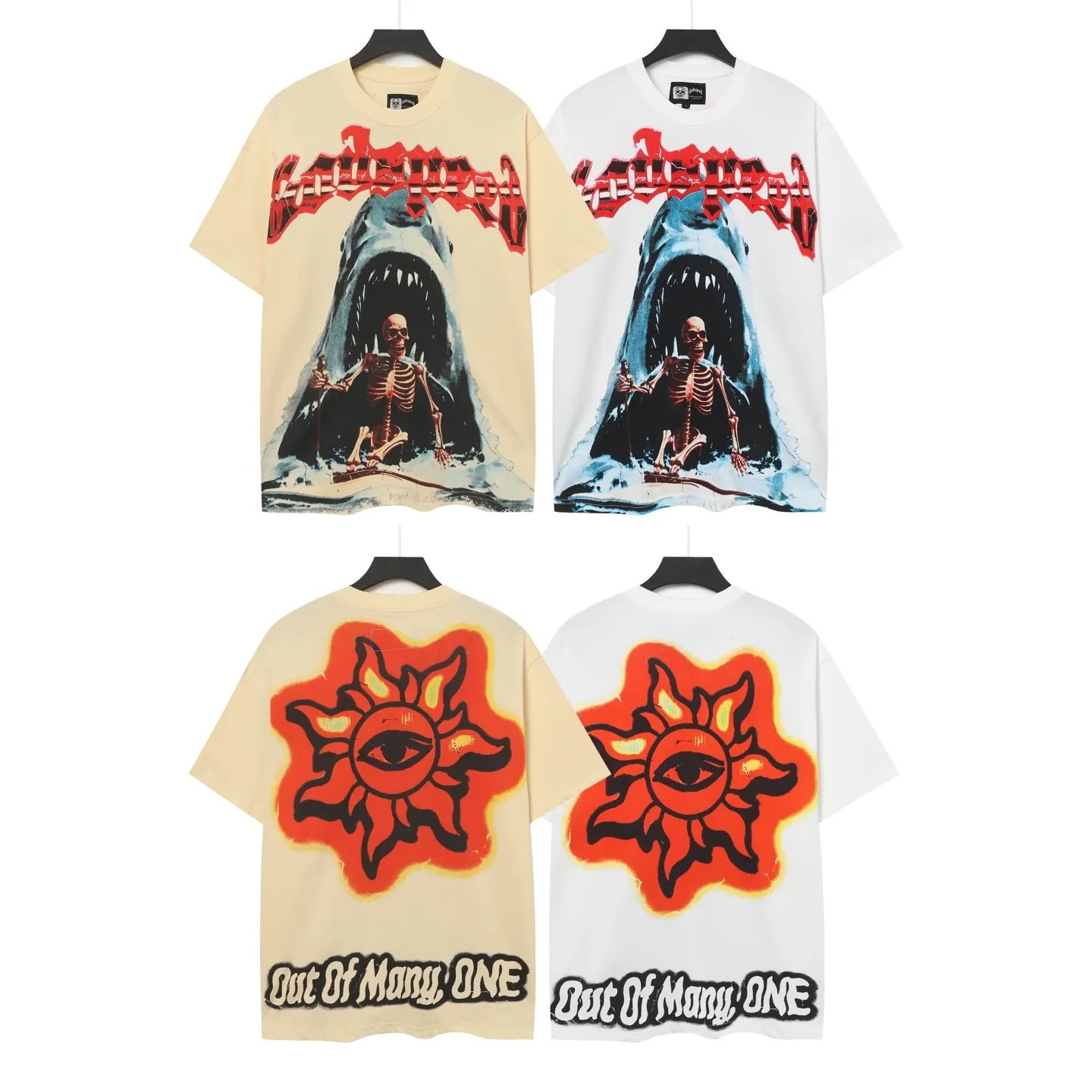5025# white/apricot | P104 Godspeed cross-border American rock and roll street washed retro style short-sleeved T (craft printing) fabric (fabric): 32 counts combed double yarn 240 grams weight code (size): S-M-L-XL color (colour): white, apricot,