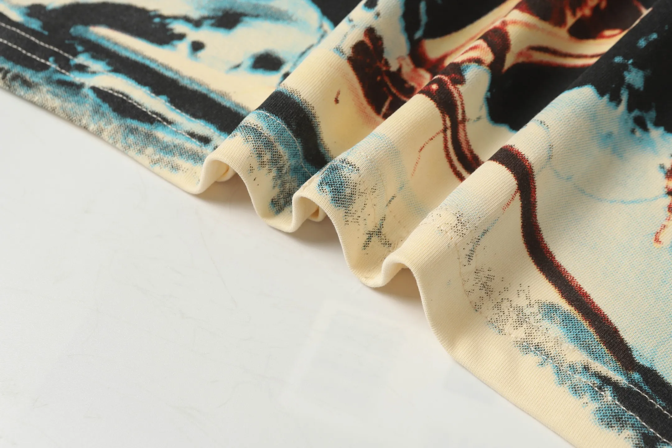 5025# white/apricot | P104 Godspeed cross-border American rock and roll street washed retro style short-sleeved T (craft printing) fabric (fabric): 32 counts combed double yarn 240 grams weight code (size): S-M-L-XL color (colour): white, apricot,