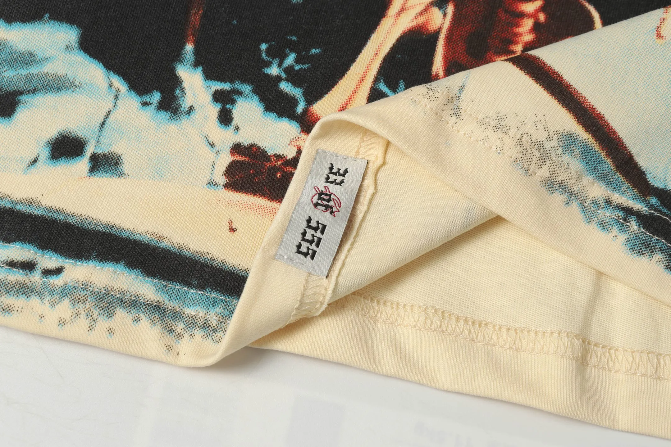 5025# white/apricot | P104 Godspeed cross-border American rock and roll street washed retro style short-sleeved T (craft printing) fabric (fabric): 32 counts combed double yarn 240 grams weight code (size): S-M-L-XL color (colour): white, apricot,