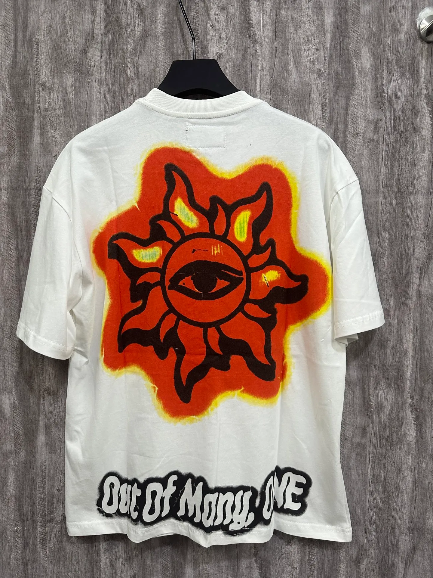 5025# white/apricot | P104 Godspeed cross-border American rock and roll street washed retro style short-sleeved T (craft printing) fabric (fabric): 32 counts combed double yarn 240 grams weight code (size): S-M-L-XL color (colour): white, apricot,