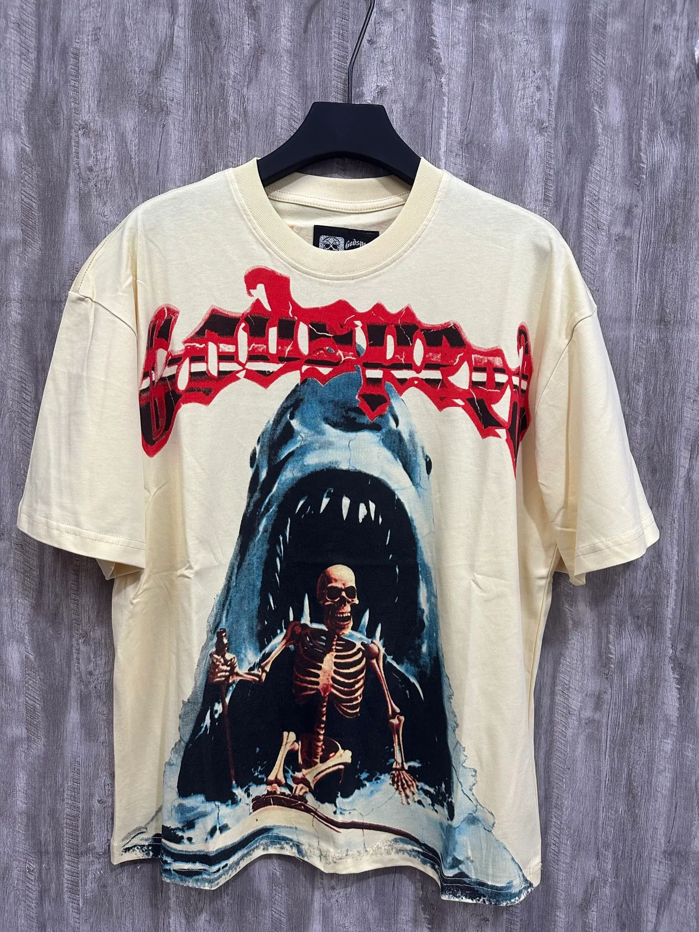 5025# white/apricot | P104 Godspeed cross-border American rock and roll street washed retro style short-sleeved T (craft printing) fabric (fabric): 32 counts combed double yarn 240 grams weight code (size): S-M-L-XL color (colour): white, apricot,