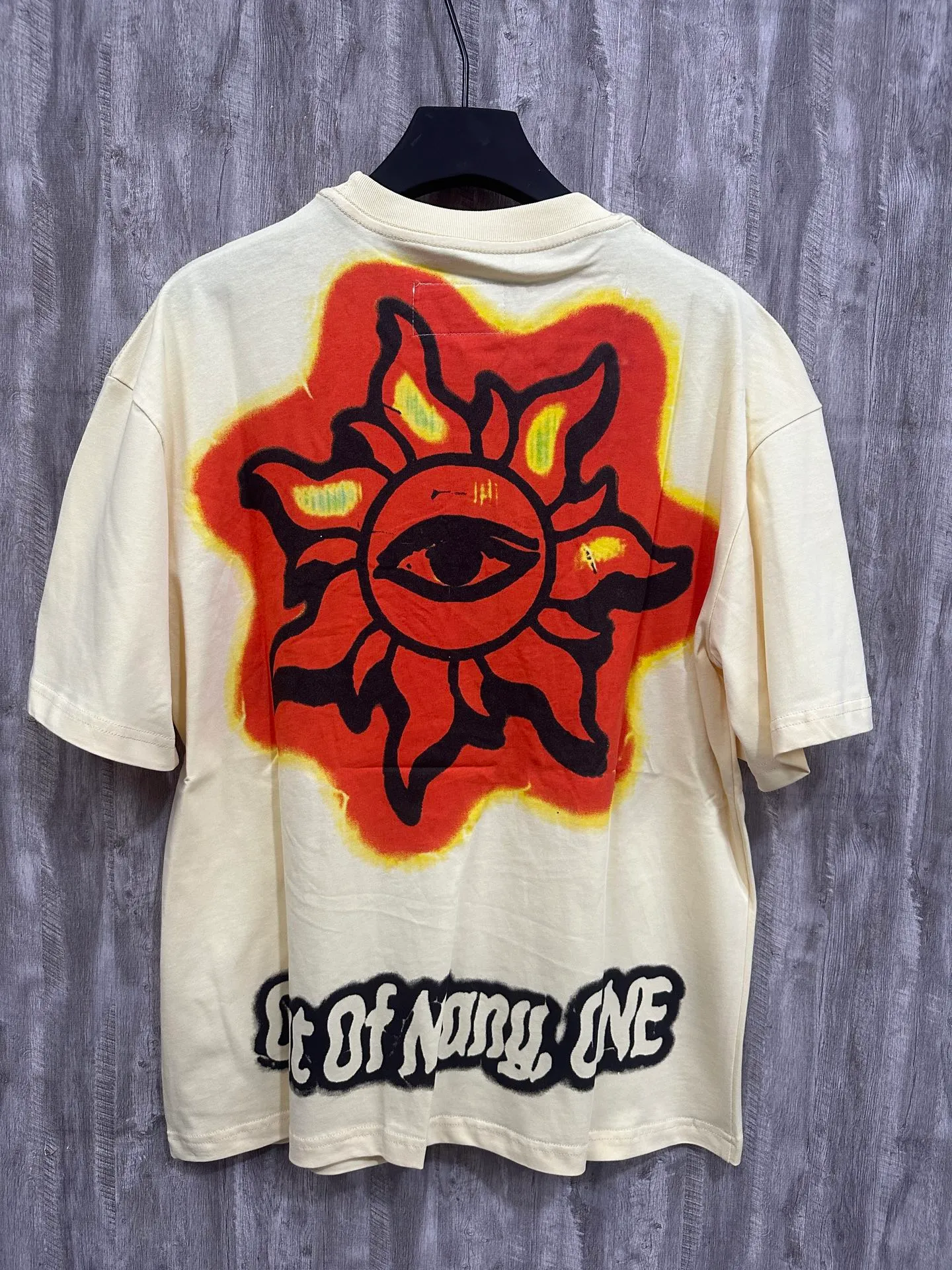 5025# white/apricot | P104 Godspeed cross-border American rock and roll street washed retro style short-sleeved T (craft printing) fabric (fabric): 32 counts combed double yarn 240 grams weight code (size): S-M-L-XL color (colour): white, apricot,