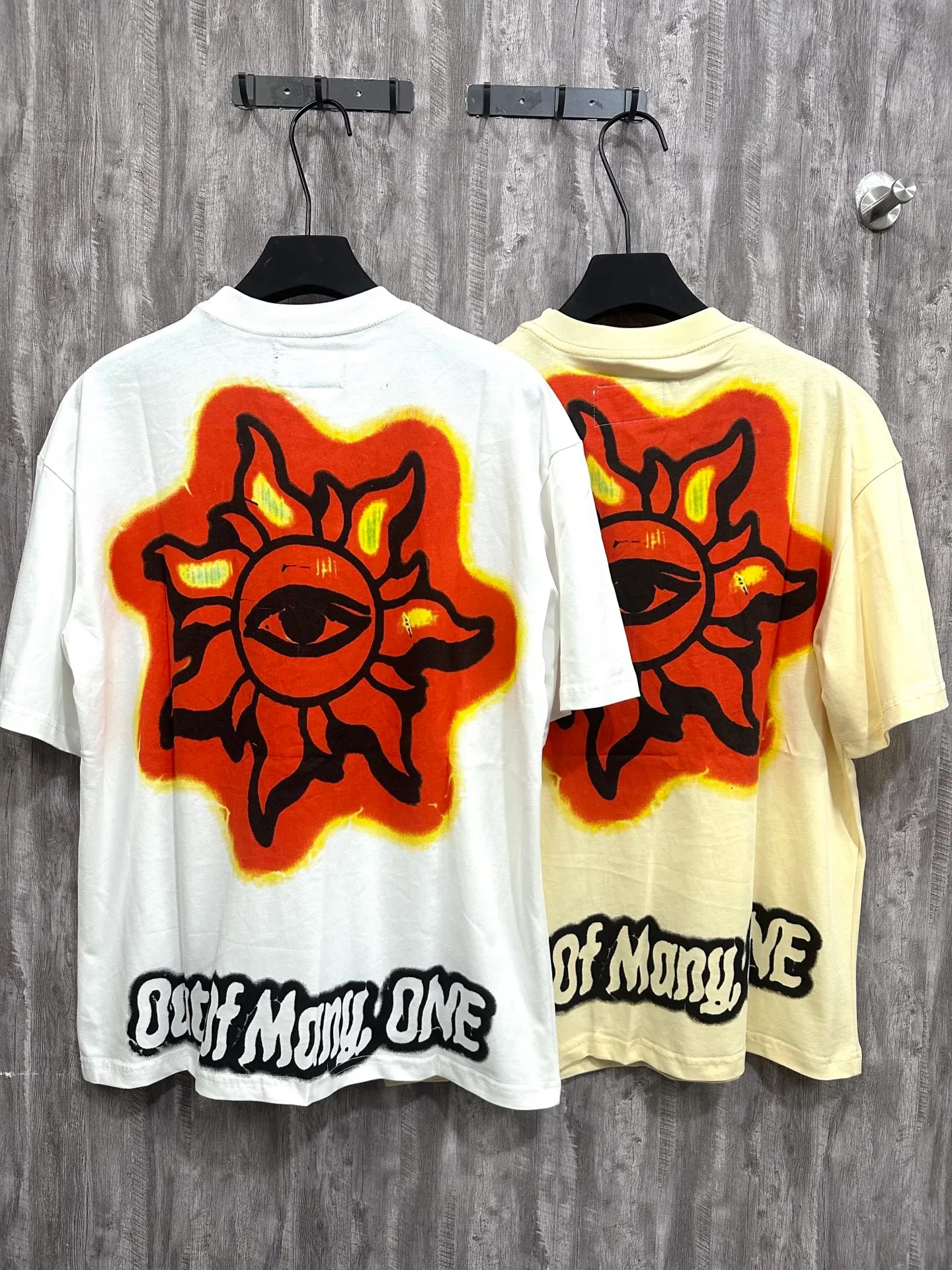 5025# white/apricot | P104 Godspeed cross-border American rock and roll street washed retro style short-sleeved T (craft printing) fabric (fabric): 32 counts combed double yarn 240 grams weight code (size): S-M-L-XL color (colour): white, apricot,