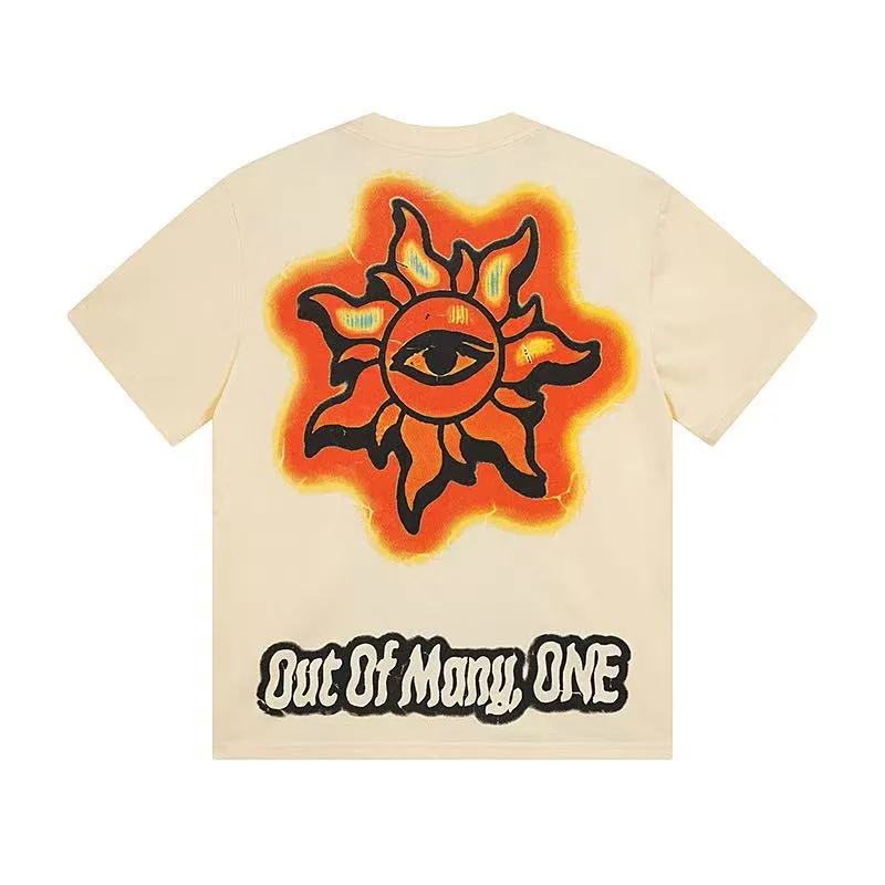 5025# white/apricot | P104 Godspeed cross-border American rock and roll street washed retro style short-sleeved T (craft printing) fabric (fabric): 32 counts combed double yarn 240 grams weight code (size): S-M-L-XL color (colour): white, apricot,