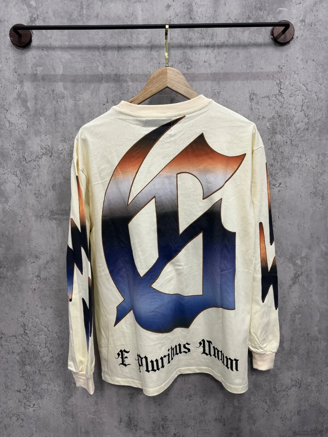 G55# GodSpeed ​​white ink direct spray wash long sleeve S-XL size apricot P146
