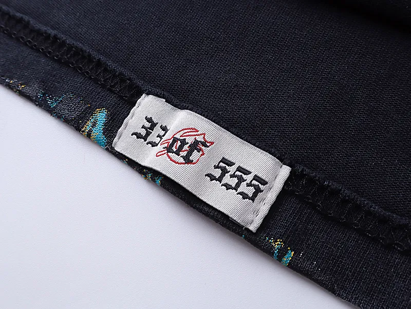 1000# P126 Washed Black Real Shot Godspeed American Fashion Rock Street Retro Washed Distressed Printed Pure Cotton Short Sleeves Fabric: 250g 32 Count Fine Cotton Double Yarn Pure Cotton Color: Washed Black Size: S M L XL