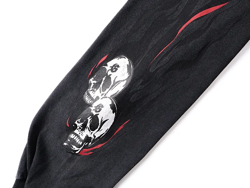1175# P160 Washed Black Real Shot Godspeed Beauty Street Retro Washed and Distressed Pure Cotton Long T Fabric: 270g 32 Count Fine Cotton Double Yarn Pure Cotton Color: Washed Black Size: S M L XL