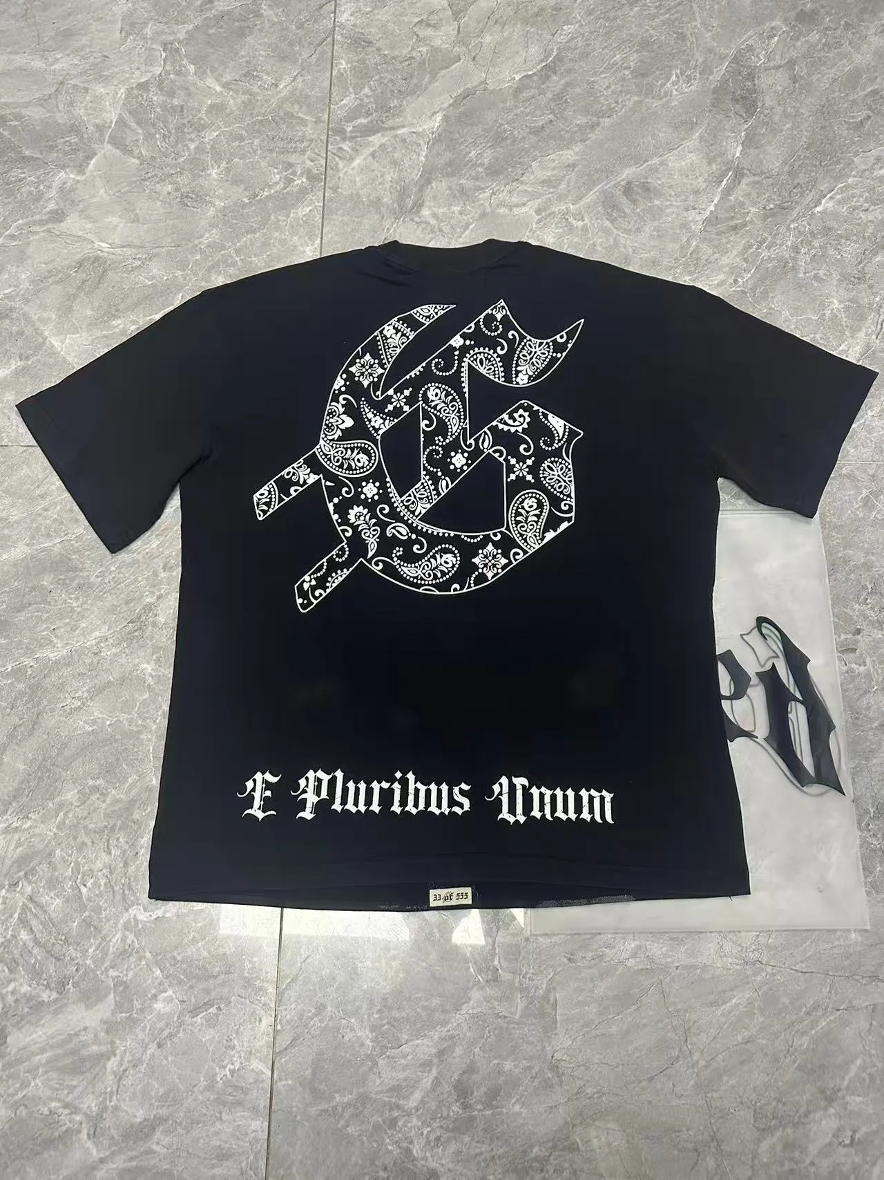 6076# washed black | P116 Godspeed cross-border American rock and roll street washed retro style short-sleeved T (craft printing) fabric (fabric): 32 count combed double yarn 250 grams weight code number (size): S-M-L-XL color (colour): washed black