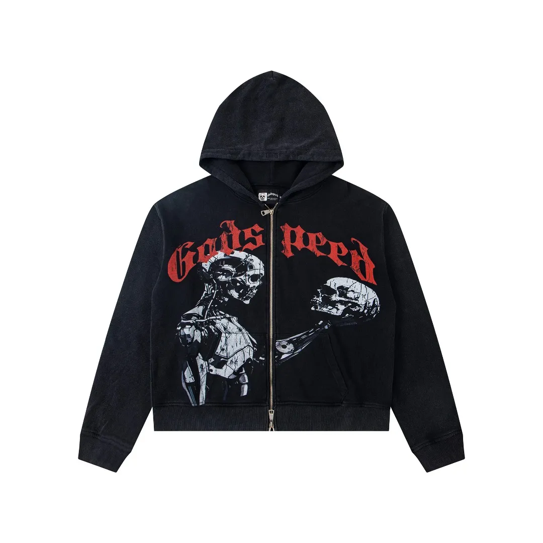 G06# GodSpeed ​​white ink direct spray sweatshirt Size S-XL Wash black P236 Apricot P226