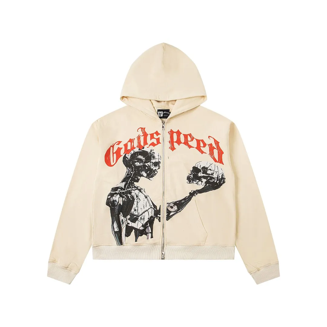 G06# GodSpeed ​​white ink direct spray sweatshirt Size S-XL Wash black P236 Apricot P226