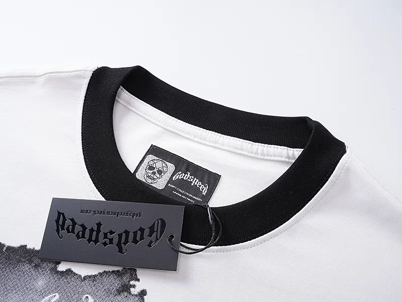 3107# P140 Real shot of Godspeed American fashion rock street pure cotton loose bottoming long-sleeved T-shirt long T-shirt Fabric: 270g 32-count fine cotton double yarn pure cotton Color: off-white apricot Code number: S M L XL