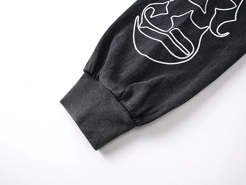 1159# P160 Washed Black Real Shot Godspeed Beauty Street Retro Washed and Distressed Pure Cotton Long T Fabric: 270g 32 Count Fine Cotton Double Yarn Pure Cotton Color: Washed Black Size: S M L XL