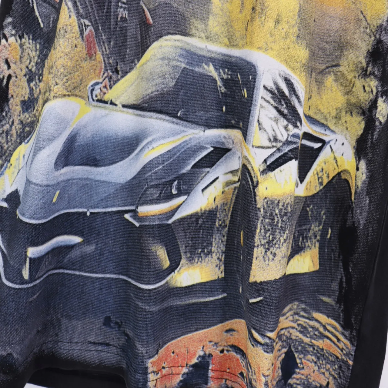 Style No.: 2859 Fabric: 230g washed P126 Real shot, spot beauty, trendy Godspeed racing print, washed and distressed, high quality double yarn casual round neck short-sleeved T-shirt for men and women Color; washed black, washed apricot Size: S M L XL