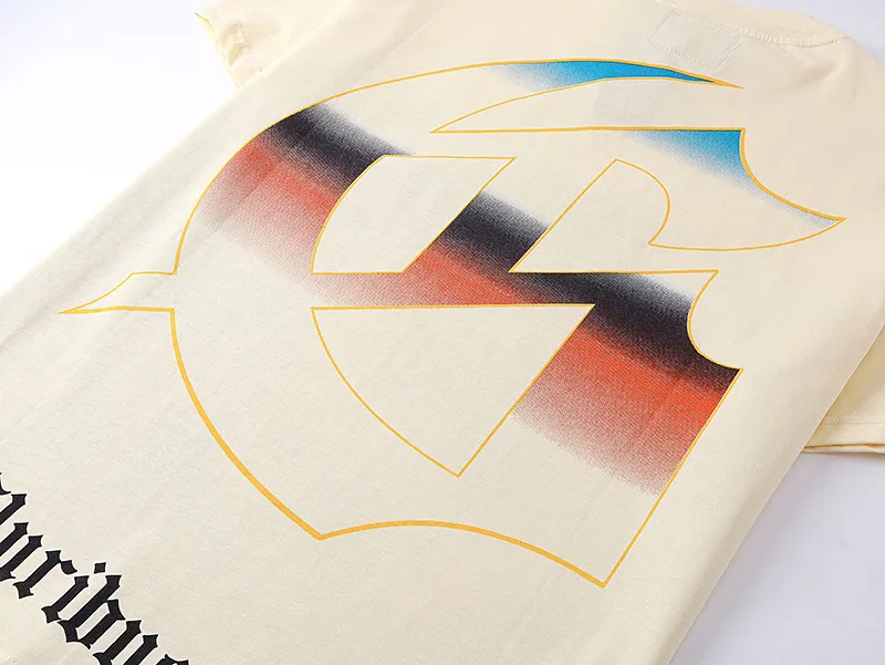 3110# P106 Real shot Godspeed American fashion rock street retro loose printed cotton short sleeves Fabric: 240g 32 count fine cotton double yarn pure cotton Color: apricot Size: S M L XL
