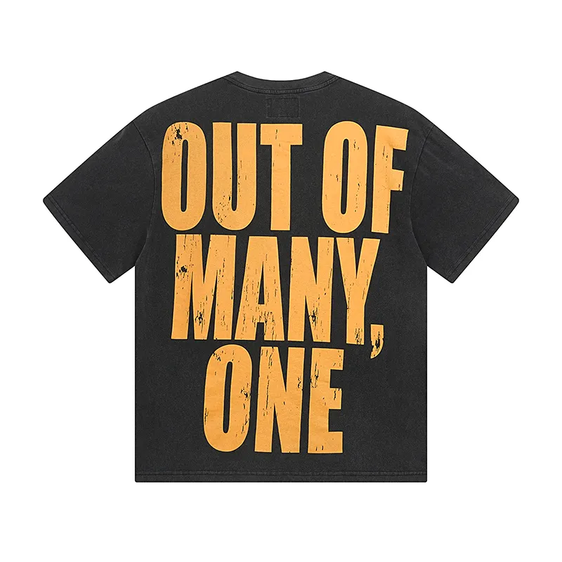 1063# P126 Washed black 1 Real shot of Godspeed American fashion rock street retro washed distressed printed cotton short sleeves Fabric: 250g 32 count fine cotton double yarn pure cotton Color: Washed black Size: S M L XL
