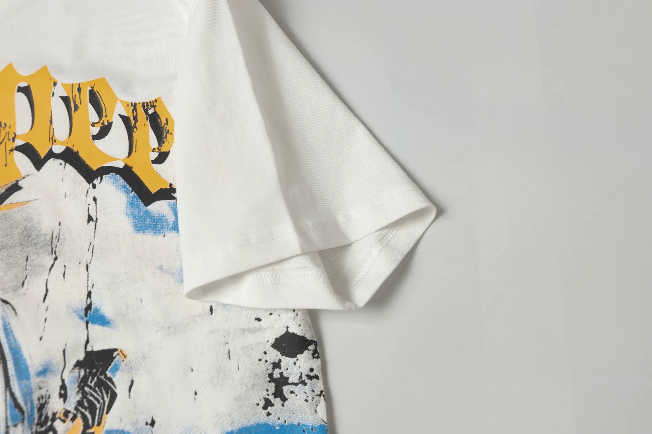 5010#apricot/white｜P104 Godspeed cross-border American rock and roll street washed retro style short-sleeved T (craft printing) fabric (fabric): 32-count combed double yarn 240 grams weight code number (size): S-M-L-XL color (colour): white, apricot,