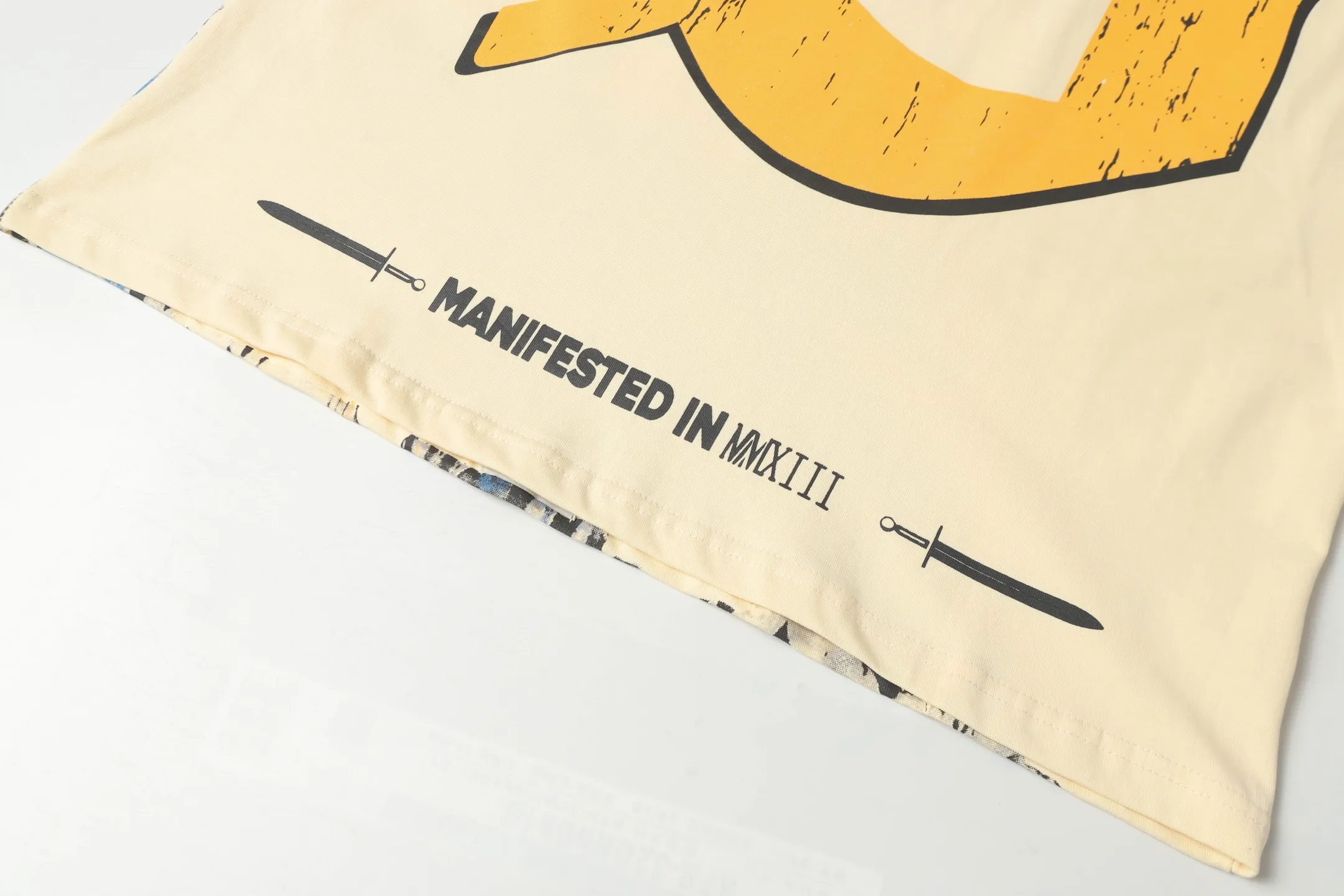 5010#apricot/white｜P104 Godspeed cross-border American rock and roll street washed retro style short-sleeved T (craft printing) fabric (fabric): 32-count combed double yarn 240 grams weight code number (size): S-M-L-XL color (colour): white, apricot,