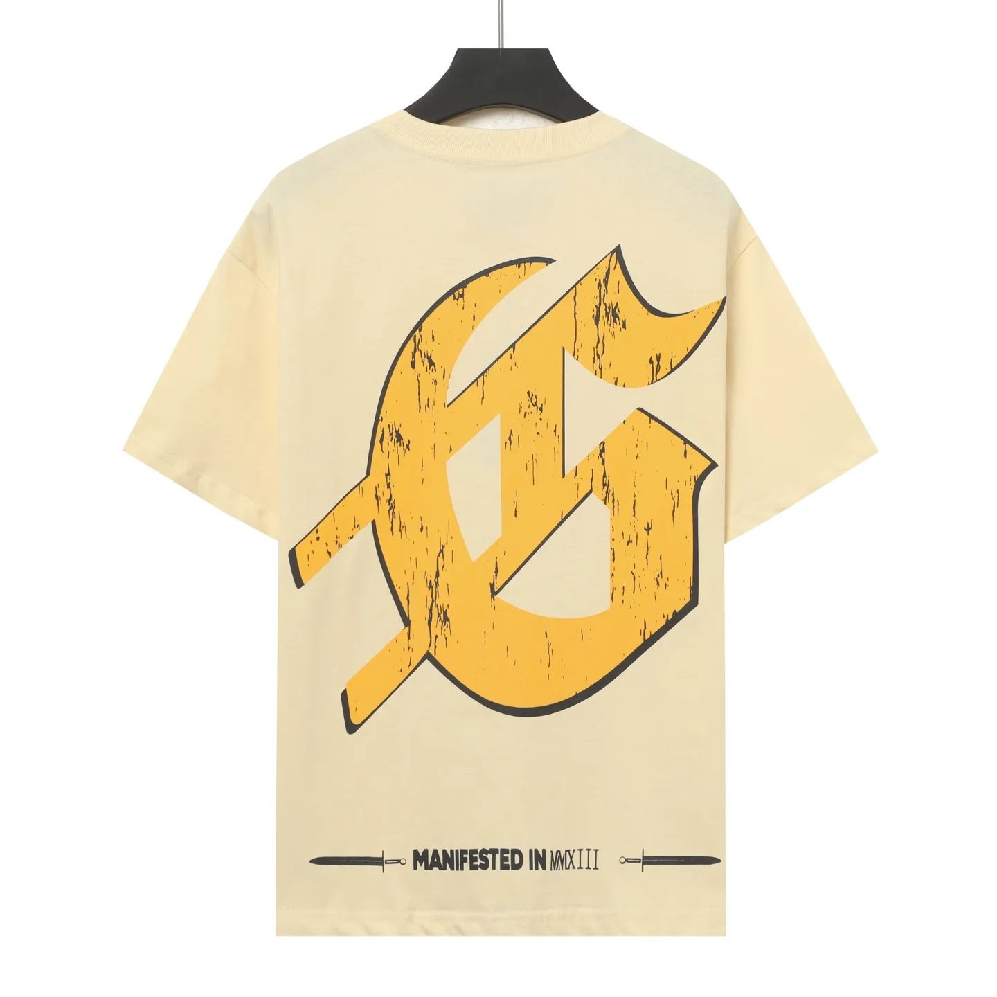 5010#apricot/white｜P104 Godspeed cross-border American rock and roll street washed retro style short-sleeved T (craft printing) fabric (fabric): 32-count combed double yarn 240 grams weight code number (size): S-M-L-XL color (colour): white, apricot,