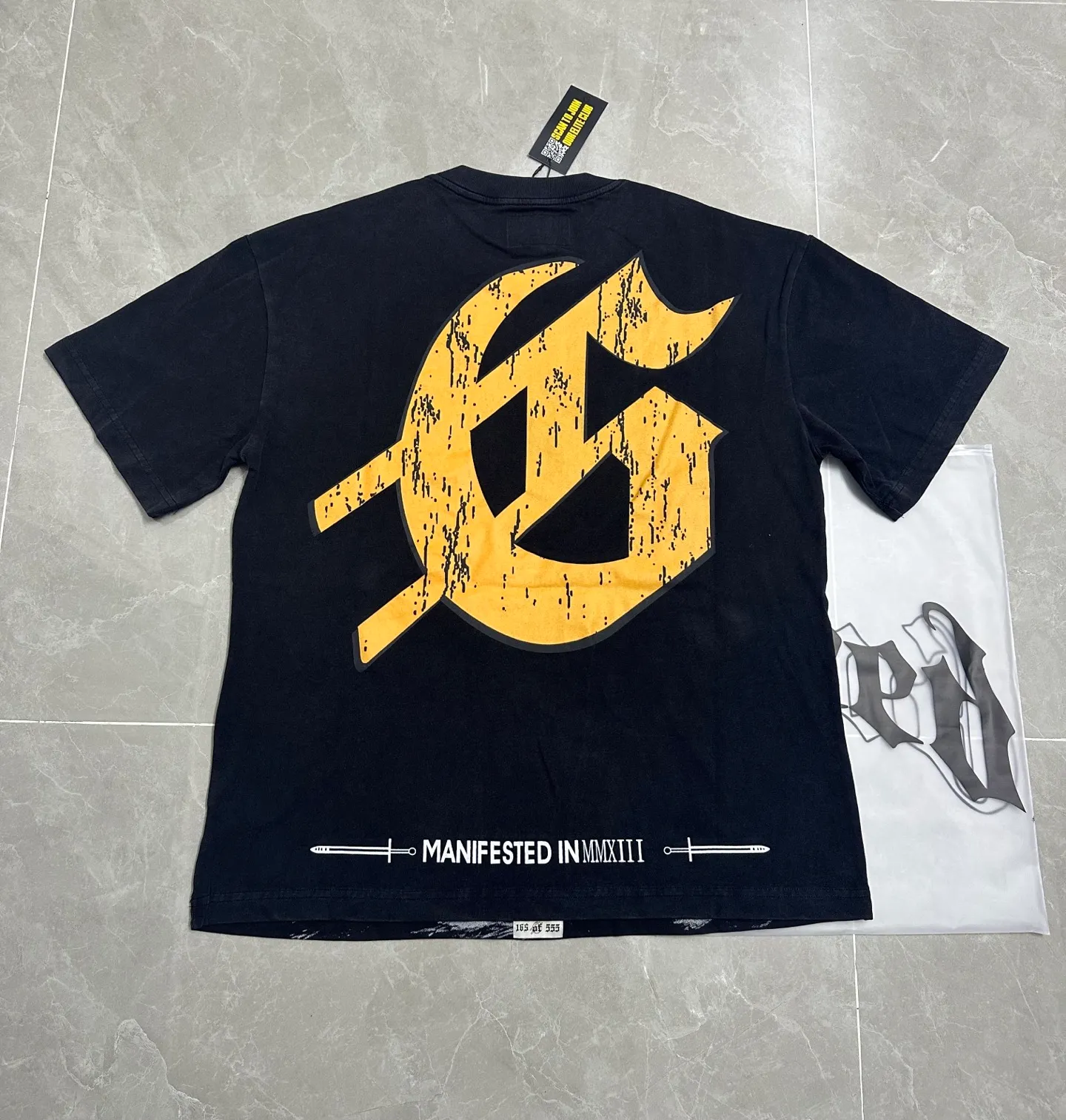 6318#washed black I P116 #Godspeed cross-border American rock and roll street washed retro style short-sleeved T (craft printing) fabric (fabric): 32 count combed double yarn 250g weight code number (size): S-M-L-XL color (colour): washed black
