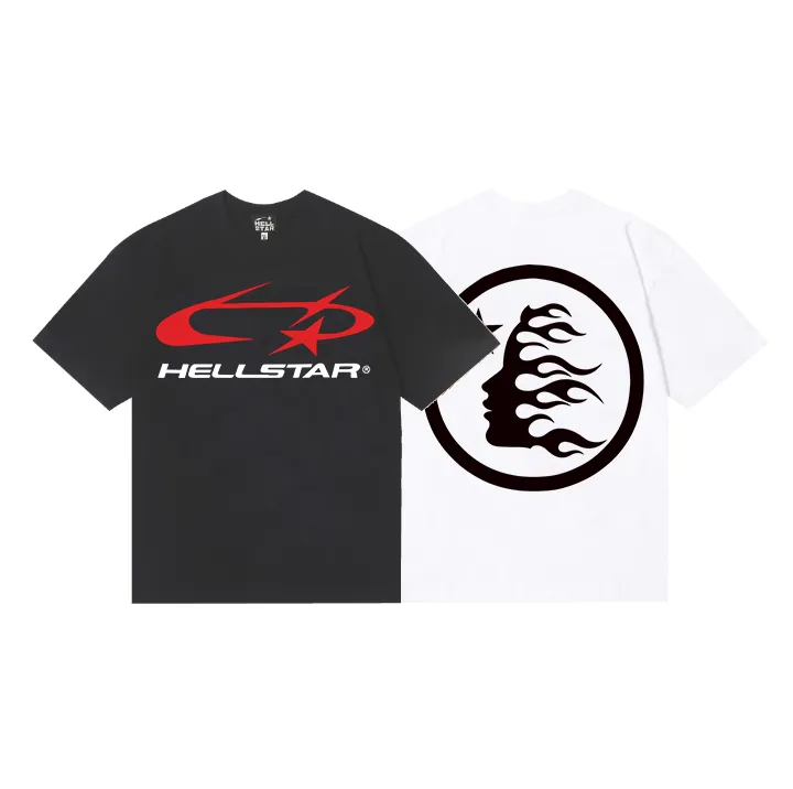 6845# P112 Hellstar American fashion high street pure cotton loose short-sleeved T-shirt Color: White Black Size: S M L XL