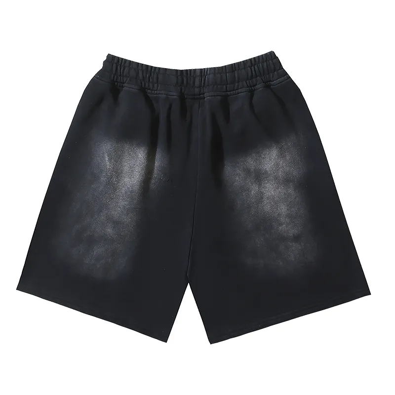 P160 790# washed black Real shot Hellstar Hellstar washed and splashed ink distressed casual shorts Fabric 380g pure cotton terry cloth Color: washed black Size: S M L XL