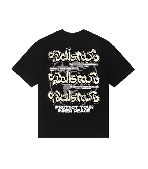 6814# P116 Hellstar American fashion high street pure cotton loose short-sleeved T-shirt Color: Black Size: S M L XL