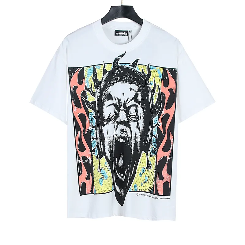 P110 5609# Real shot Hellstar Meichao high street pure cotton loose short-sleeved T-shirt Fabric: 240g 32 count fine cotton double yarn pure cotton Color: White Size: S M L XL